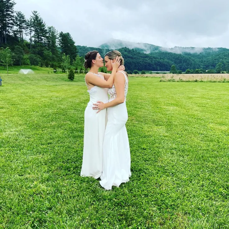 meg and kristina beautiful lesbian wedding in north carolina mountains