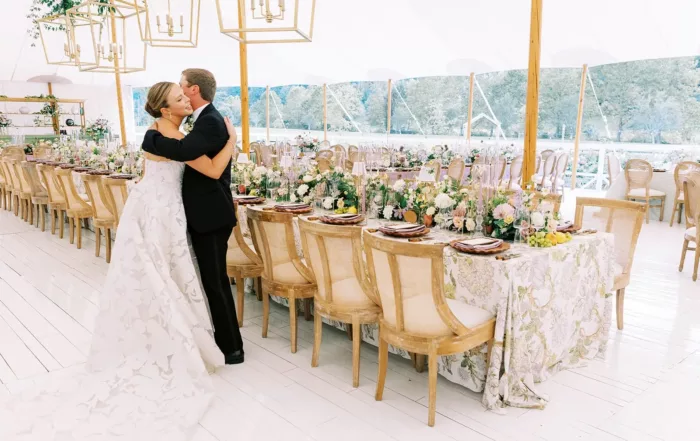 Connor and Eleanor Couple In Reception Tent | unique wedding venues nc