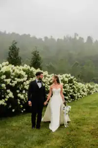The Barn on New River Thiago and Kindale hydrangea garden wedding
